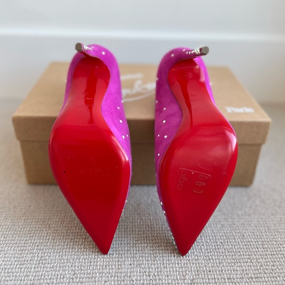 Christian Louboutin Suede Degrastrass 100mm in Indian Rose, Size EU 34 - Picture 5 of 8